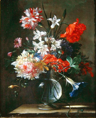 Flowers in a Glass Vase by Nicolas Baudesson